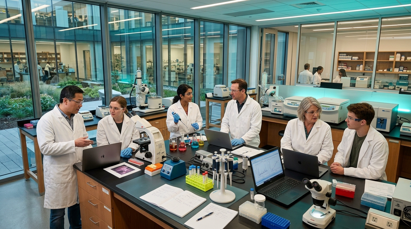 Modern biopharmaceutical research facility representing Zyconix Biologics' scientific foundation